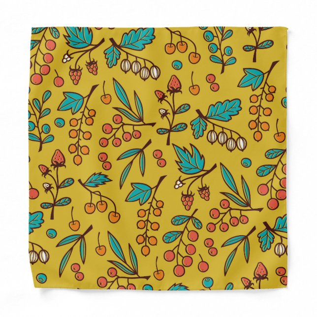 Berries on branches, seamless nature pattern. bandana (Front)
