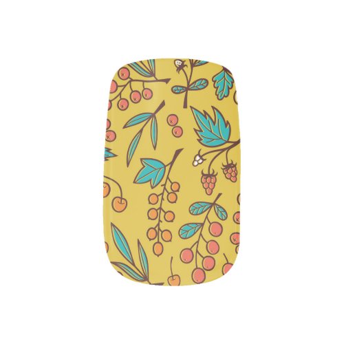Berries on branches seamless nature pattern minx nail art