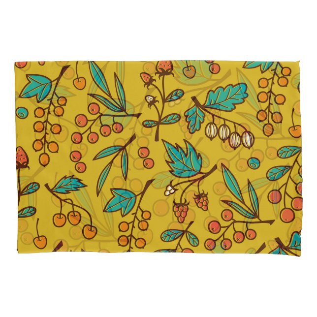 Berries on branches, seamless nature pattern. pillow case (Front)