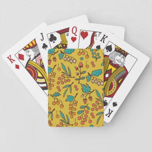Berries on branches seamless nature pattern poker cards
