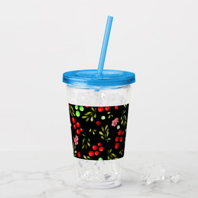 Berries Pattern Acrylic Tumbler (Back Ice)
