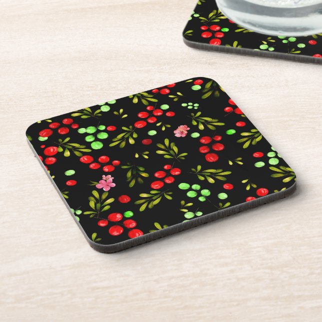 Berries Pattern Beverage Coaster (Left Side)