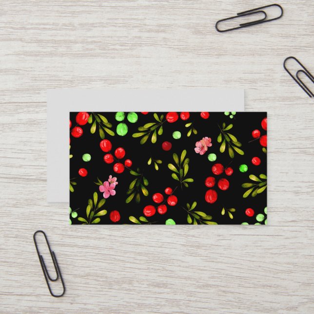 Berries Pattern Business Card (Front/Back In Situ)