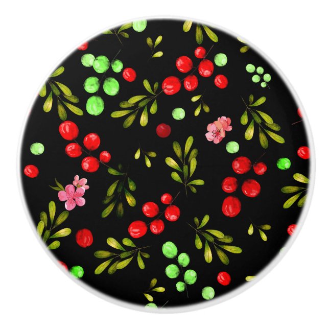 Berries Pattern Ceramic Knob (Front)