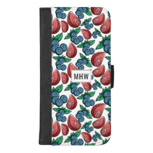 Berries Pattern custom monogram phone wallets