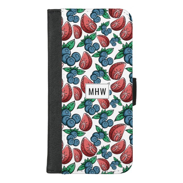 Berries Pattern custom monogram phone wallets (Front)