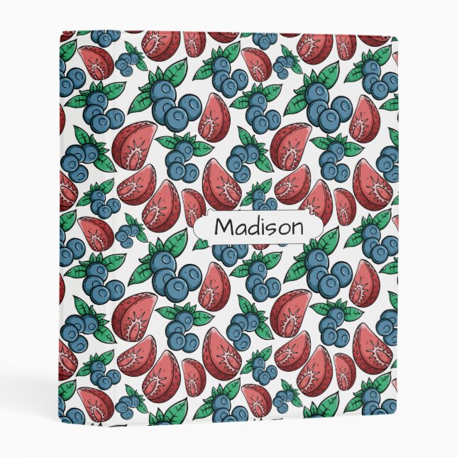 Berries Pattern custom name mini binder (Front/Spine)