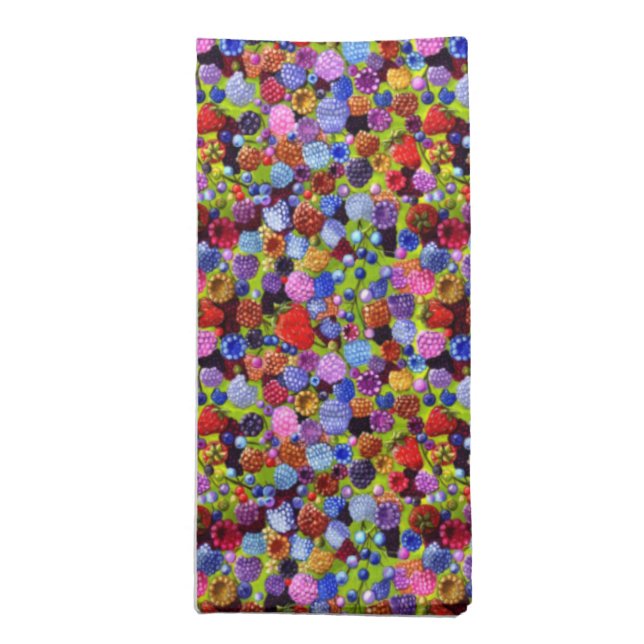 Berries Strawberries Blueberries Raspberries Cloth Napkin (Folded)