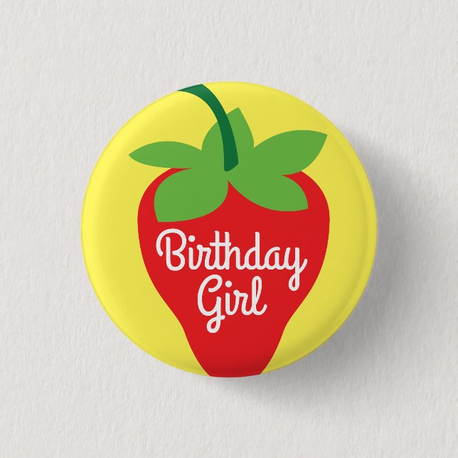 Berry 1st Birthday Cute Strawberry Colorful Mod Button (Front)