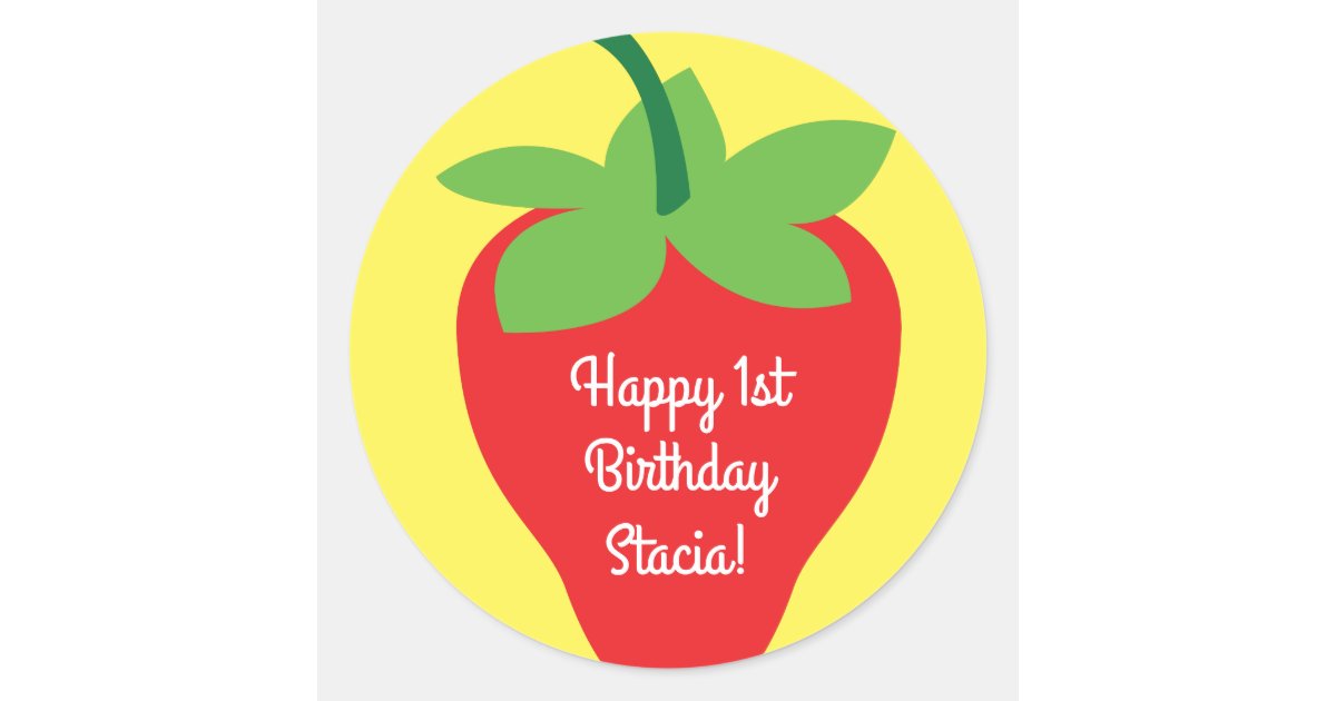 Berry 1st Birthday Cute Strawberry Colorful Mod Classic Round Sticker