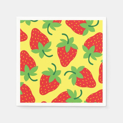 Berry 1st Birthday Cute Strawberry Colorful Mod Napkins