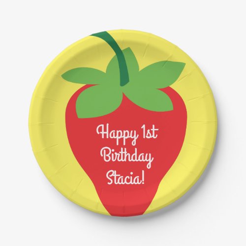 Berry 1st Birthday Cute Strawberry Colorful Mod Paper Plates