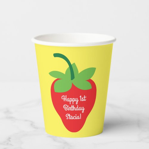 Berry 1st Birthday Cute Strawberry Kids Paper Cups