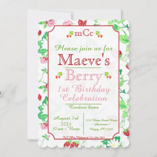 Berry 1st Birthday Invitation