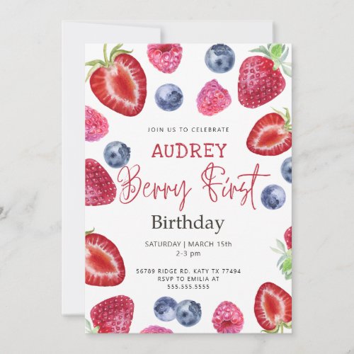 Berry 1st Birthday Invitation Berry First Ver 2