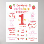Berry 1st Birthday Milestone Poster Red Gold at Zazzle