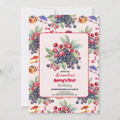 Berry 1st Birthday Party  Invitation