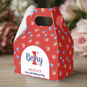 Berry 1st Birthday Party Strawberry Blueberry Red Favor Boxes