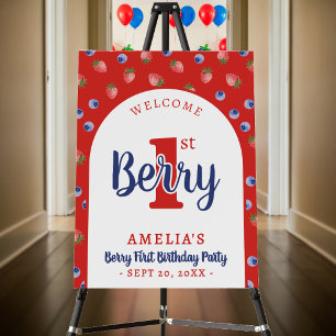 Berry 1st Birthday Party Strawberry Blueberry Red Foam Board