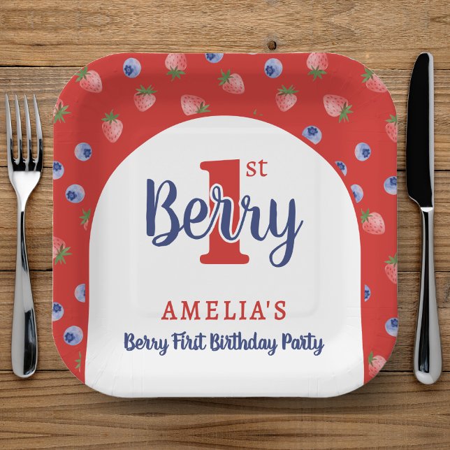 Berry 1st Birthday Party Strawberry Blueberry Red Paper Plates (Berry 1st Birthday Party Strawberry Blueberry Red Paper Plates
)