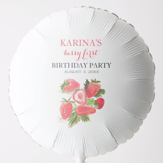 Berry 1st Birthday Party Strawberry fruit Summer Balloon (Front)