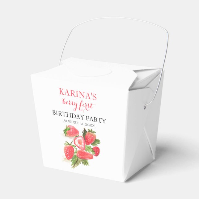 Berry 1st Birthday Party Strawberry fruit Summer Favor Boxes (Front Side)