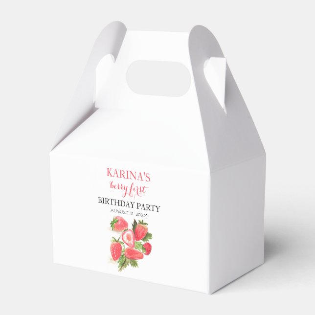 Berry 1st Birthday Party Strawberry fruit Summer Favor Boxes (Front Side)