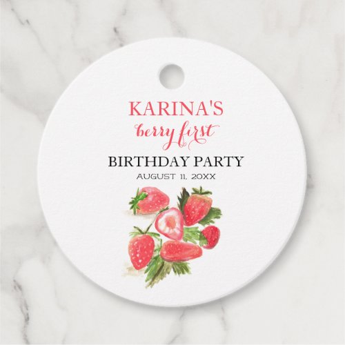 Berry 1st Birthday Party Strawberry fruit Summer Favor Tags
