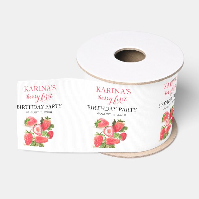 Berry 1st Birthday Party Strawberry fruit Summer Grosgrain Ribbon (Spool)