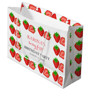 Berry 1st Birthday Party Strawberry fruit Summer Large Gift Bag