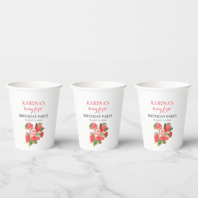 Berry 1st Birthday Party Strawberry fruit Summer Paper Cups (Multi)