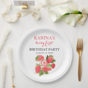 Berry 1st Birthday Party Strawberry fruit Summer Paper Plates