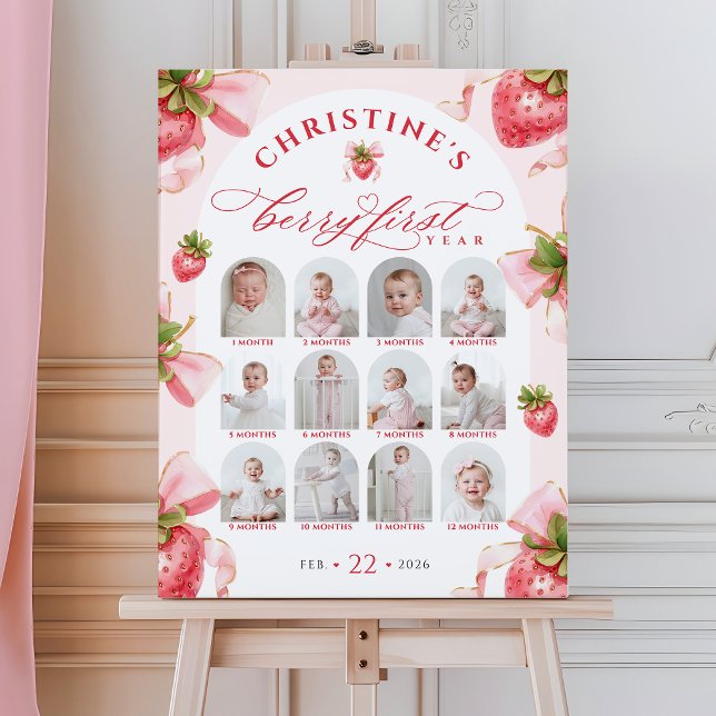 Berry 1st Birthday Photo Collage Sign (Creator Uploaded)