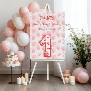 Berry 1st Birthday strawberries red welcome Foam Board