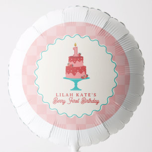Berry 1st Birthday Strawberry Basket Checkerboard Balloon