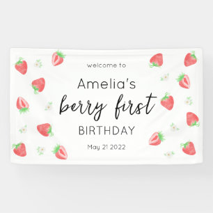 Berry 1st Birthday Strawberry First Banner