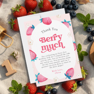 Berry 1st Birthday Strawberry First Birthday Party Thank You Card