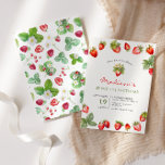 Berry 1st Birthday Strawberry  Invitation<br><div class="desc">Cute and fun first birthday's strawberry themed party invitation.</div>