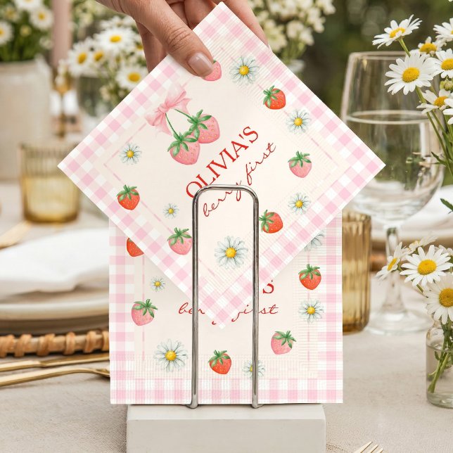 Berry 1st Birthday Strawberry Napkins (Berry 1st Birthday Strawberry Napkins)