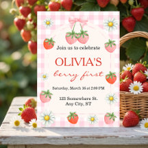 Berry 1st Birthday Strawberry Party Invitation