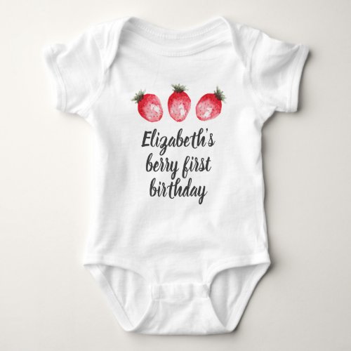 Berry 1st Birthday Strawberry Watercolor Baby Body Baby Bodysuit