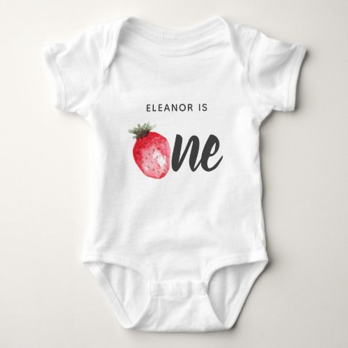 Berry 1st Birthday Strawberry Watercolor Baby Bodysuit