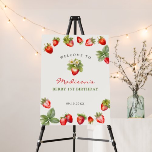 Berry 1st Birthday Strawberry Welcome Sign