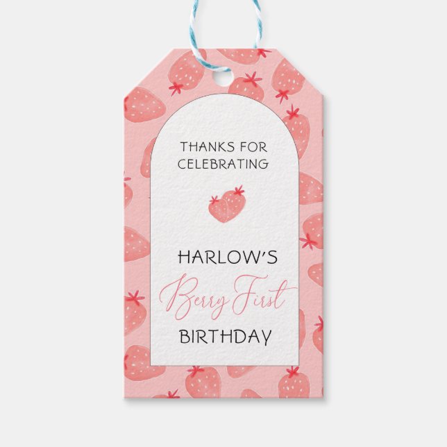 Berry 1st Birthday thank you tag (Front)