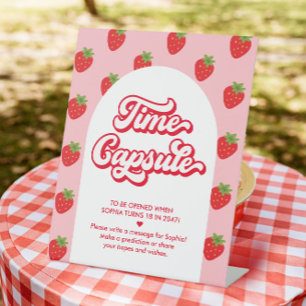 Berry 1st Birthday Time Capsule Game Pedestal Sign