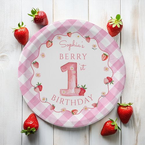 Berry 1st Birthday Wavy Paper Plates