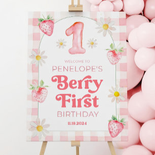 Berry 1st Birthday Welcome Sign, First Birthday Foam Board