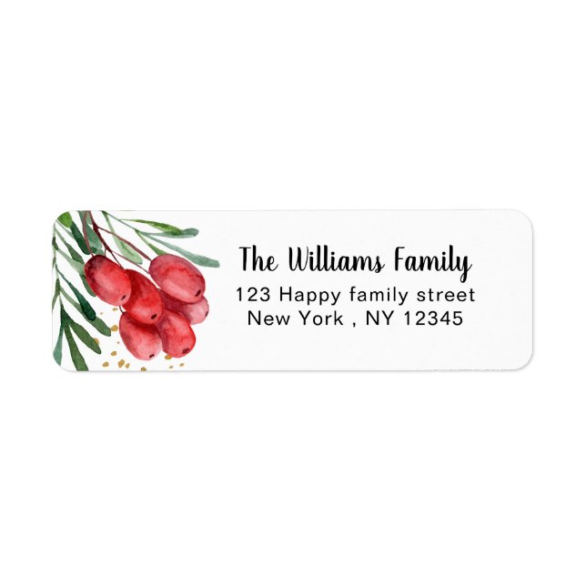Berry and Branches Holiday   Label (Front)