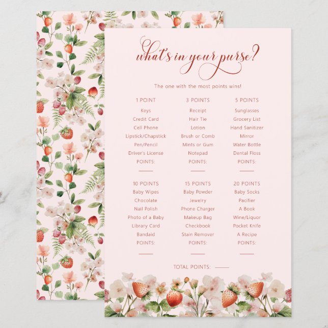 Berry Baby Shower Game (Front/Back)