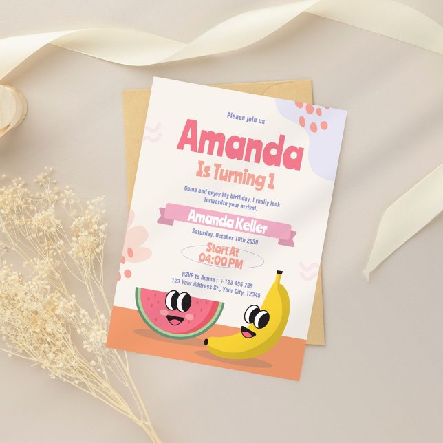 Berry & Banana First Birthday Invitation (Creator Uploaded)